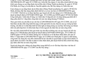 Công văn 538/BXD-HĐXD Trả lời  điều chỉnh thiết kế cụm chung cư cao tầng tại quận 8,  HCM