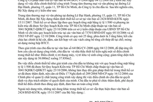 Công văn  537/BXD-HĐXD trả lời  điều chỉnh thiết kế công trình tại Quận 11,  Hồ Chí Minh