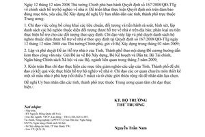 Công văn  2561/BXD-QLN Triển khai thực hiện QĐ 167/2008/QĐ-TTg  chính sách hỗ trợ hộ nghèo về nhà ở