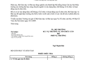 Công văn  11785/BGDĐT-TCCB Thành lập Hội đồng Hiệu trưởng