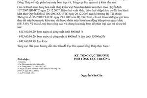 Công văn  6815/TCHQ-GSQL phân loại máy bơm trục vít