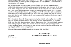 Công văn  354/BXD-KTXD Chi phí quản lý dự án theo qui định  QĐ 10/2005/QĐ-BXD