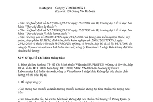 Công văn 7452/SYT-QLD đình chỉ lưu hành thuốc viên nén IBUPROFEN