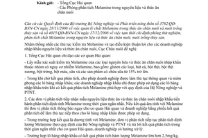 Công văn 1492/CN-TĂCN kiểm tra Melamine trong nguyên liệu thức ăn chăn nuôi nhập khẩu