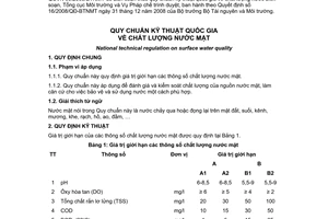 Quy chuẩn kỹ thuật Quốc gia QCVN 08:2008/BTNMT về chất lượng nước mặt do Bộ trưởng Bộ Tài nguyên và Môi trường ban hành