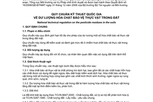 Quy chuẩn kỹ thuật Quốc gia QCVN 15:2008/BTNMT về dư lượng hóa chất bảo vệ thực vật trong đất do Bộ trưởng Bộ Tài nguyên và Môi trường ban hành