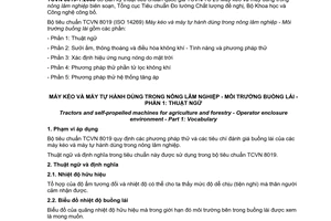 Tiêu chuẩn quốc gia TCVN 8019-1:2008 (ISO 14269-1:1997) về Máy kéo và máy tự hành dùng trong nông lâm nghiệp – Môi trường buồng lái - Phần 1: Thuật ngữ
