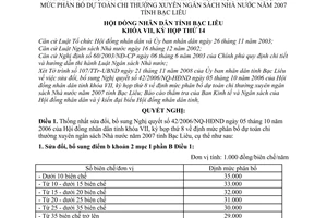Nghị quyết 16/2008/NQ-HĐND sửa đổi Nghị quyết 42/2006/NQ-HĐND định mức phân bổ dự toán chi thường xuyên ngân sách Nhà nước năm 2007