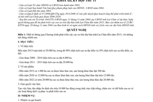 Nghị quyết 145/2008/NQ-HĐND chương trình phát triển cây cao su trên địa bàn tỉnh Lai Châu đến năm 2010