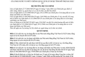 Quyết định 114/2008/QĐ-BTC lãi suất cho vay tín dụng đầu tư, tín dụng xuất khẩu của nhà nước và chênh lệch lãi suất được tính hỗ trợ sau đầu tư