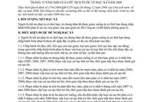 Hướng dẫn 82/HĐTVĐX triển khai Quyết định 1744/2008/QĐ-CTN đặc xá năm 2009