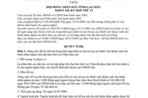 Nghị quyết 130/2008/NQ-HĐND nâng mức hỗ trợ tiền ăn trong thời gian điều trị nội trú tại các bệnh viện tỉnh cho bệnh nhân nghèo