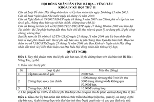 Nghị quyết 28/2008/NQ-HĐND phê chuẩn mức thu lệ phí cấp bản sao, chứng thực