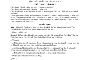 Quyết định 1771/QĐ-TTg phê duyệt Quy hoạch chung xây dựng Khu kinh tế Chân Mây - Lăng Cô, tỉnh Thừa Thiên Huế đến năm 2025