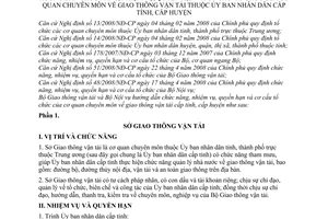 Thông tư liên tịch 12/2008/TTLT-BGTVT-BNV hướng dẫn chức năng, nhiệm vụ, quyền hạn và cơ cấu  tổ chức của cơ quan chuyên môn GTVT