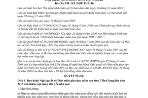 Nghị quyết 194/2008/NQ-HĐND Phát triển giáo dục mầm non đến 2015 Tiền Giang