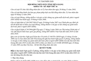 Nghị quyết 188/2008/NQ-HĐND phòng chống hội chứng suy giảm miễn dịch Tiền Giang đến 2010