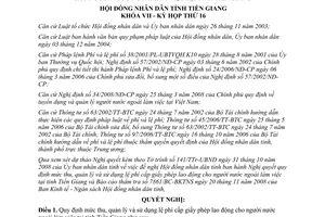 Nghị quyết 7841/2008/NQ-HĐND sử dụng lệ phí cấp giấy phép lao động người nước ngoài Tiền Giang