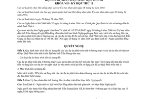 Nghị quyết 187/2008/NQ-HĐND mức trích tiền sử dụng đất của dự án phát triển nhà