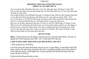 Nghị quyết 196/2008/NQ-HĐND chính sách đào tạo, bồi dưỡng thu hút cán bộ,công chức hành chính, viên chức sự nghiệp tỉnh Tiền Giang