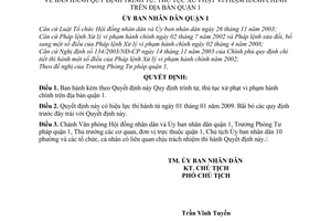Quyết định 2608/2008/QĐ-UBND Quy định trình tự, thủ tục xử phạt vi phạm hành chính trên địa bàn quận 1
