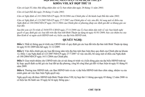 Nghị quyết 74/2008/NQ-HĐND thông qua quy định giá các loại đất Bình Thuận 2009