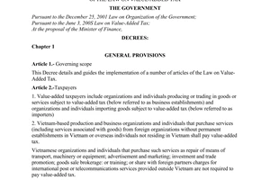 Decree no. 123/2008/ND-CP of December 8, 2008, detailing and guiding the implementation of a number of articles of the Law on Value-Added Tax.