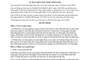 Quyết định 2443/QĐ-UBND 2008 chức năng nhiệm vụ Sở Khoa học Công nghệ Vĩnh Long