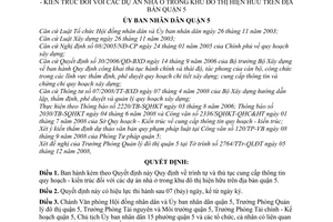 Quyết định 02/2008/QĐ-UBND Quy định trình tự và thủ tục cung cấp thông tin quy hoạch - kiến trúc dự án nhà ở trong khu đô thị hiện hữu quận 5