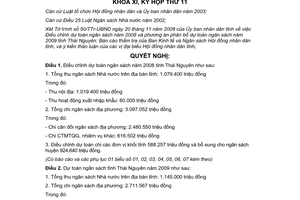 Nghị quyết 25/2008/NQ-HĐND điều chỉnh dự toán ngân sách 2008-2009 Thái Nguyên