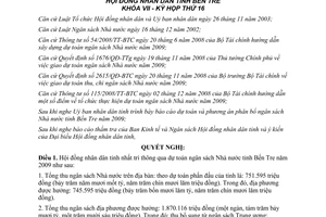 Nghị quyết 16/2008/NQ-HĐND dự toán phương án phân bổ ngân sách Bến Tre 2009