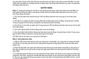 Nghị quyết 15/2008/NQ-HĐND kế hoạch vốn đầu tư xây dựng cơ bản 2009 Bến Tre