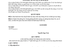 Quyết định 77/QĐ-SXD Quy trình cấp chứng chỉ kỹ sư định giá xây dựng