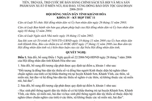 Nghị quyết 23/2008/NQ-HĐND sửa đổi Nghị quyết 22/2006/NQ-HĐND Khánh Hòa