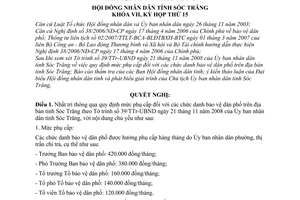 Nghị quyết 28/2008/NQ-HĐND mức phụ cấp chức danh bảo vệ dân