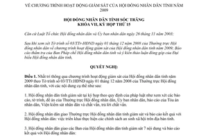 Nghị quyết 20/2008/NQ-HĐND hoạt động giám sát Hội đồng nhân dân 2009 Sóc Trăng
