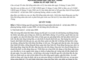 Nghị quyết 22/2008/NQ-HĐND nhiệm vụ phát triển kinh tế xã hội 2009 Sóc Trăng