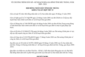 Nghị quyết 31/2008/NQ-HĐND Dân số kế hoạch hóa gia đình Sóc Trăng 2009  2010