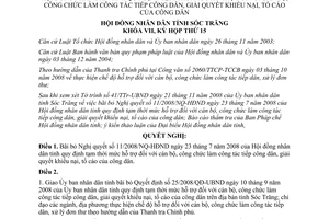 Nghị quyết 35/NQ-HĐND 2008 bãi bỏ Nghị quyết 11/2008/NQ-HĐND Sóc Trăng