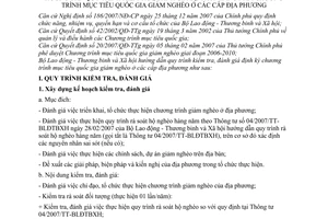 Thông tư 30/2008/TT-BLĐTBXH hướng dẫn quy trình kiểm tra đánh giá định kỳ hàng năm chương trình mục tiêu quốc gia giảm nghèo địa phương