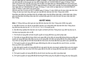 Nghị quyết 25/2008/NQ-HĐND giá đất trên địa bàn tỉnh Sóc Trăng