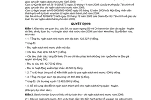 Quyết định 83/2008/QĐ-UBND giao chỉ tiêu dự toán thu - chi ngân sách nhà nước năm 2009