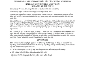 Nghị quyết 25/2008/NQ-HĐND sửa đổi Nghị quyết 71/2005/NQ-HĐND