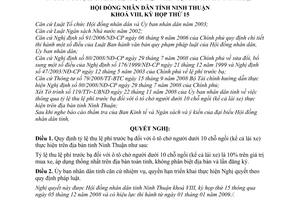 Nghị quyết 17/2008/NQ-HĐND quy định tỷ lệ thu lệ phí trước bạ đối với ô tô chở người dưới 10 chỗ ngồi (kể cả lái xe) thực hiện trên địa bàn tỉnh Ninh Thuận do Hội đồng nhân dân tỉnh Ninh Thuận khóa VIII, kỳ họp thứ 15 ban hành
