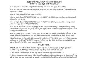 Nghị quyết 25/2008/NQ-HĐND bãi bỏ điều chỉnh mức thu phí lệ phí Bình Phước