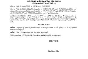 Nghị quyết 33/2008/NQ-HĐND thu lệ phí trước bạ ô tô dưới 10 chỗ Bắc Giang