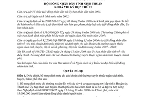 Nghị quyết 21/2008/NQ-HĐND điều chỉnh định mức chi thường xuyên Ninh Thuận