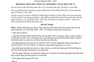 Nghị quyết 38/2008/NQ-HĐND hỗ trợ phát triển thu hút nguồn nhân lực y tế Tây Ninh