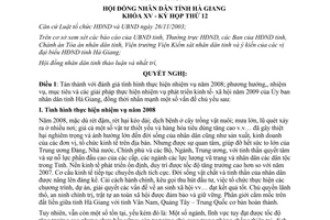 Nghị quyết 11/2008/NQ-HĐND nhiệm vụ phát triển kinh tế xã hội quốc phòng an ninh Hà Giang 2009