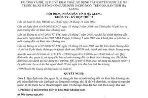Nghị quyết số 17/2008/NQ-HĐND phí môi trường khoáng sản nước trước bạ ô tô Hà Giang